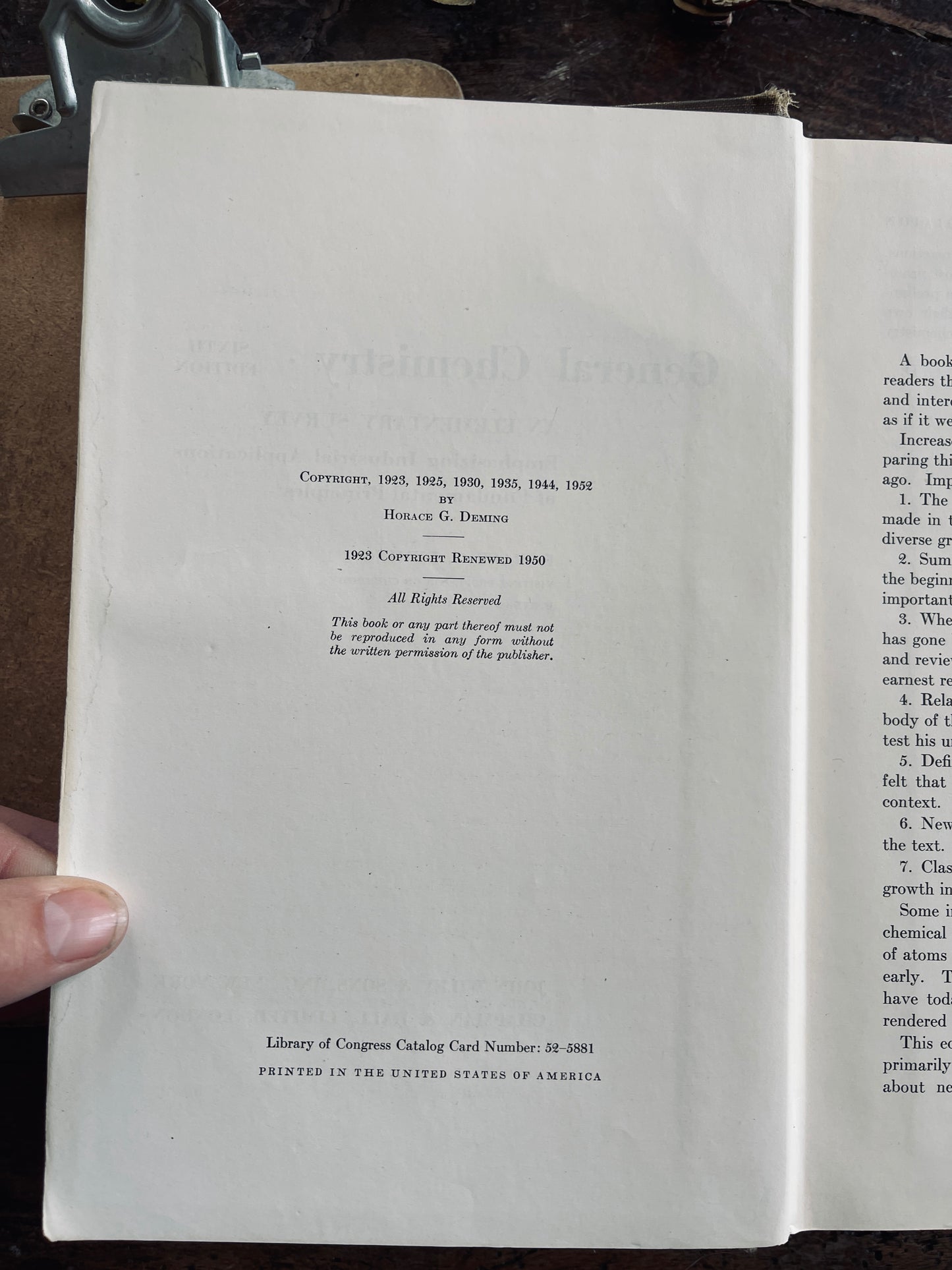 1952 General Chemistry Textbook
