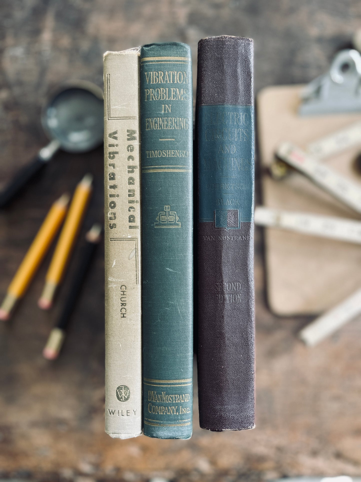 Set of Three Mid Century Engineering Text Books on Mechanical Vibrations and Machines