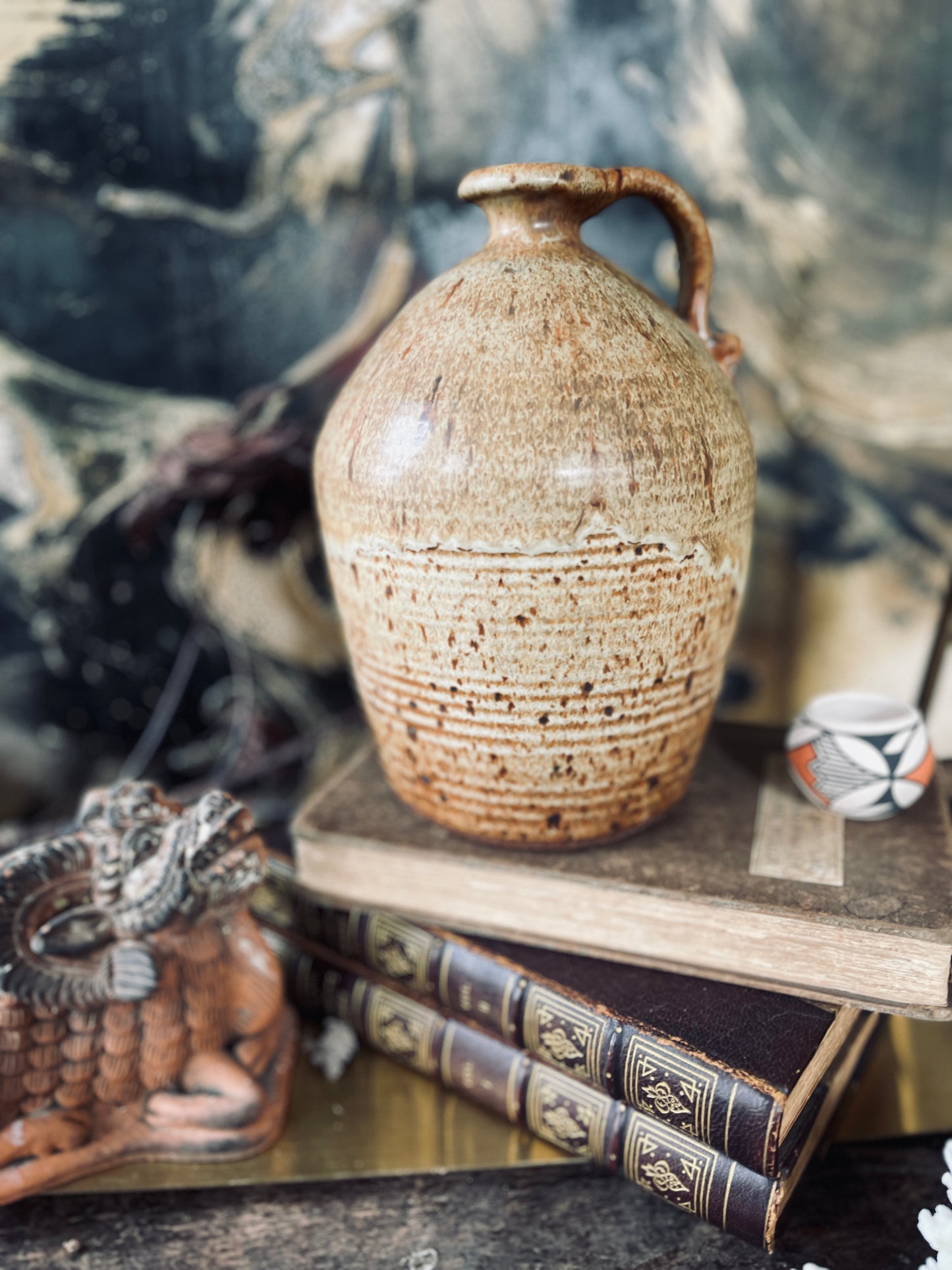 Speckled Glaze French Stoneware Pottery Jug