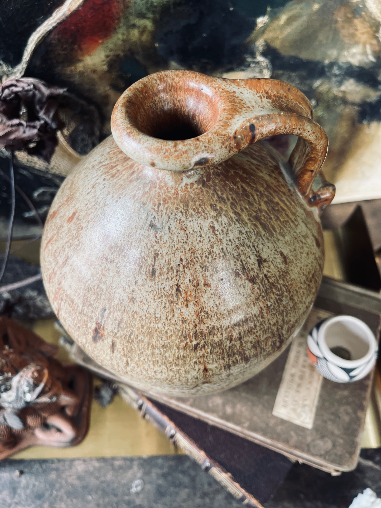 Speckled Glaze French Stoneware Pottery Jug