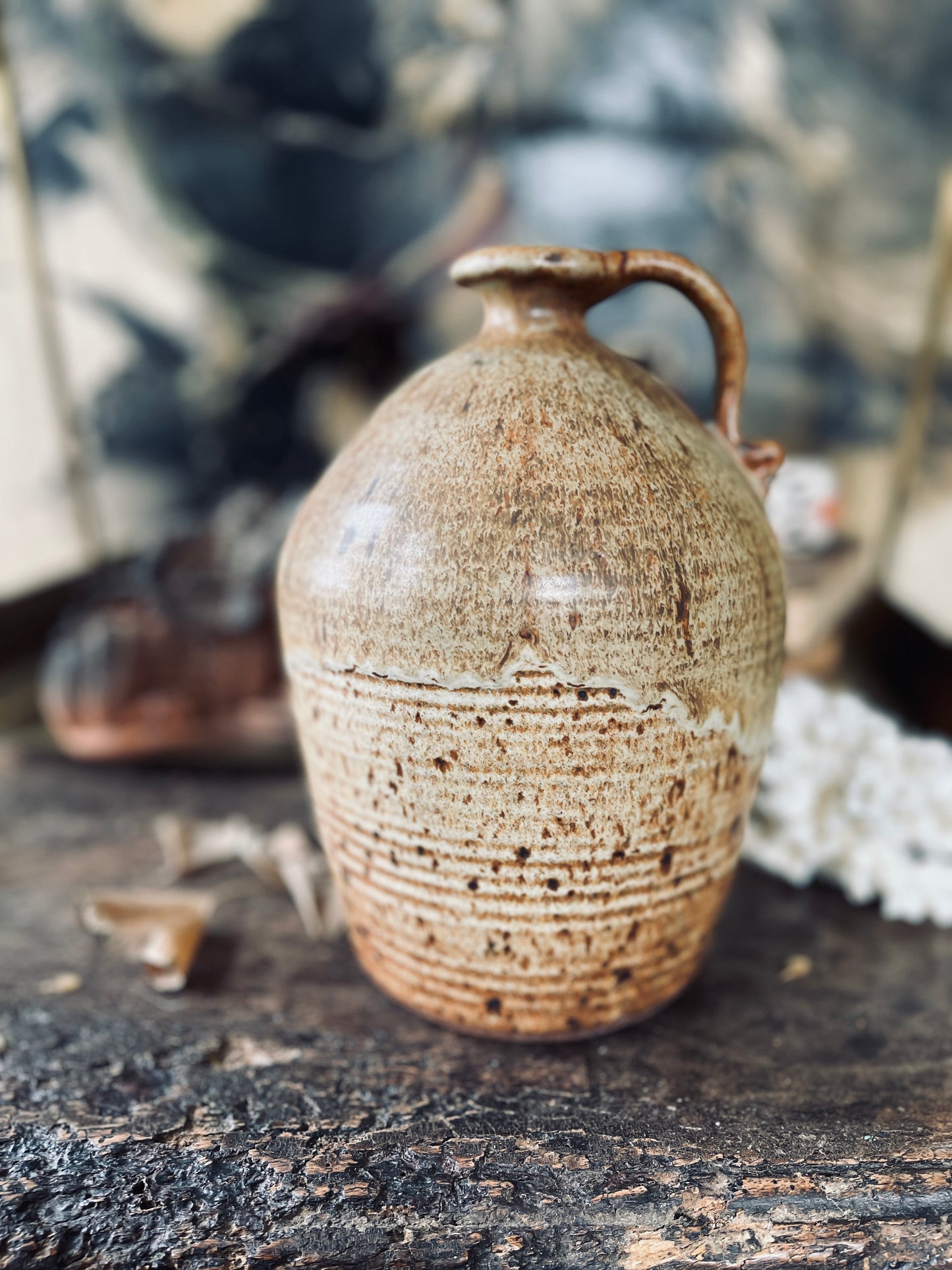 Speckled Glaze French Stoneware Pottery Jug