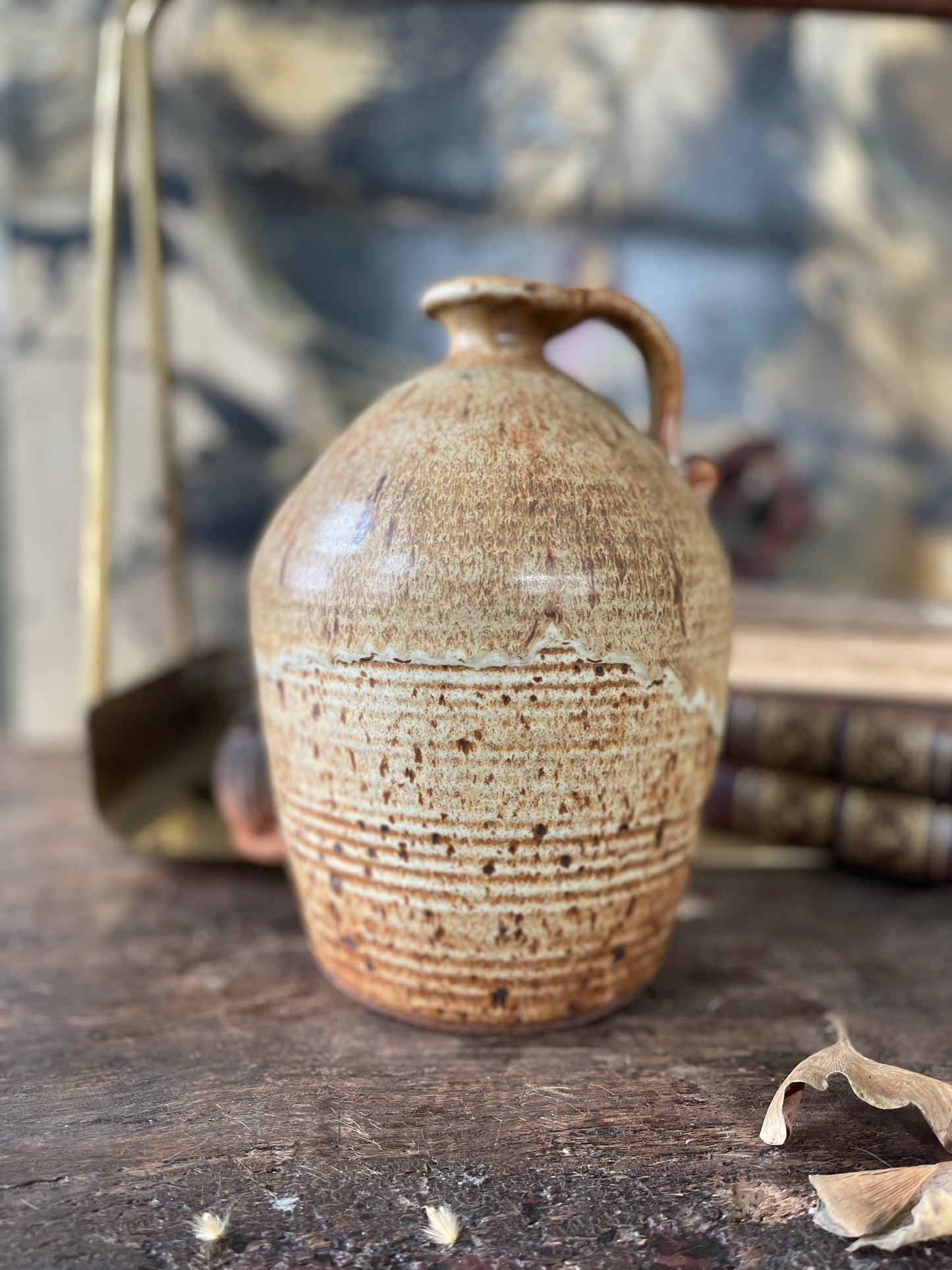 Speckled Glaze French Stoneware Pottery Jug