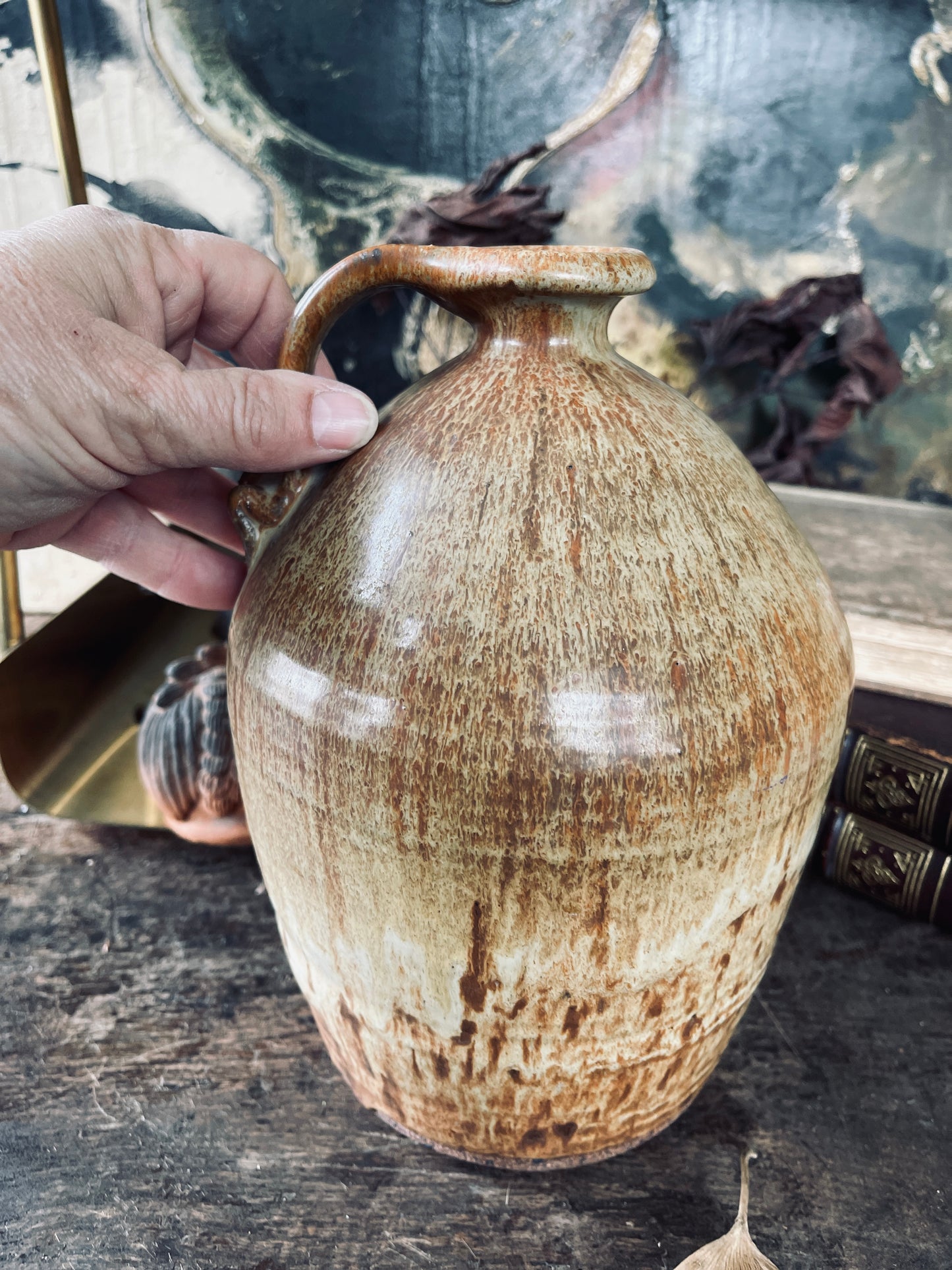 Speckled Glaze French Stoneware Pottery Jug