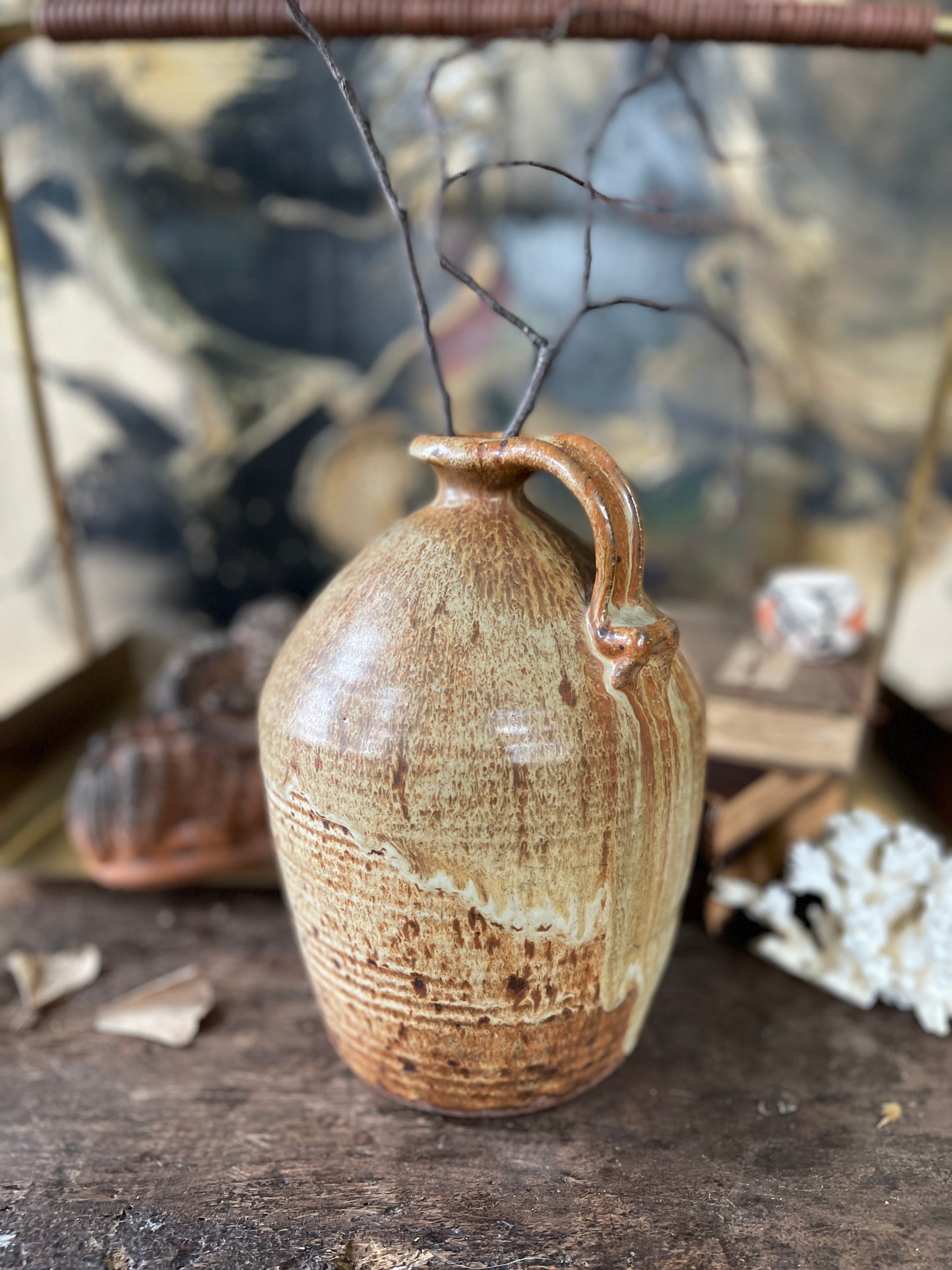 Speckled Glaze French Stoneware Pottery Jug