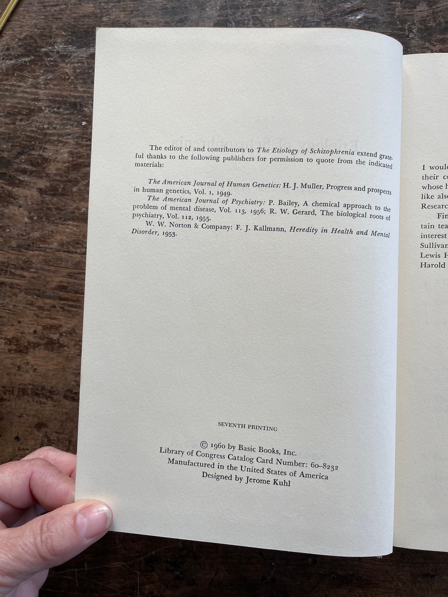 1960 The Etiology of Schizophrenia Vintage Book