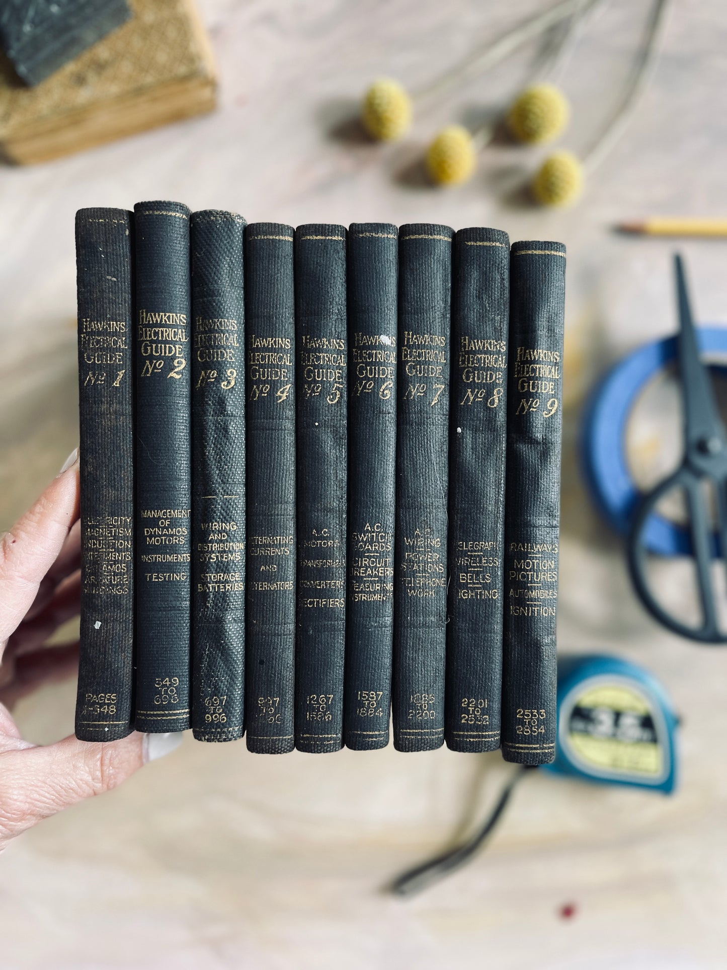 1917 Set of 9 Volumes of Hawkins Electrical Guide 1 thru 9