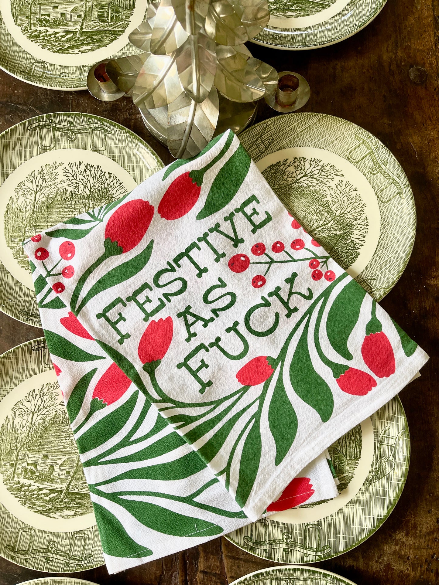 Festive As Fuck Tea Towel