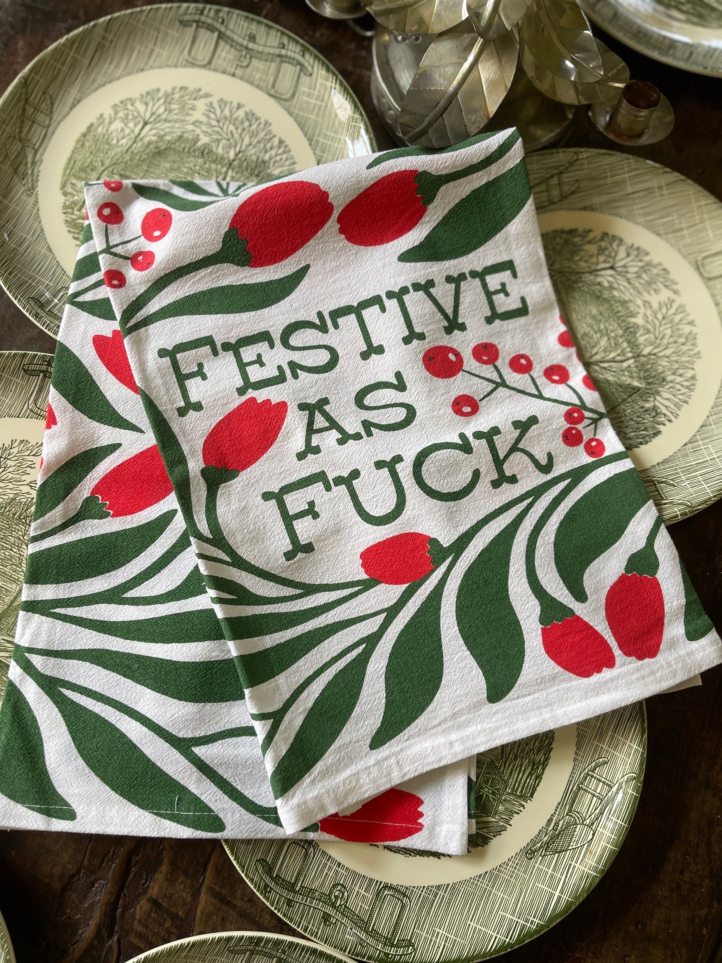 Festive As Fuck Tea Towel