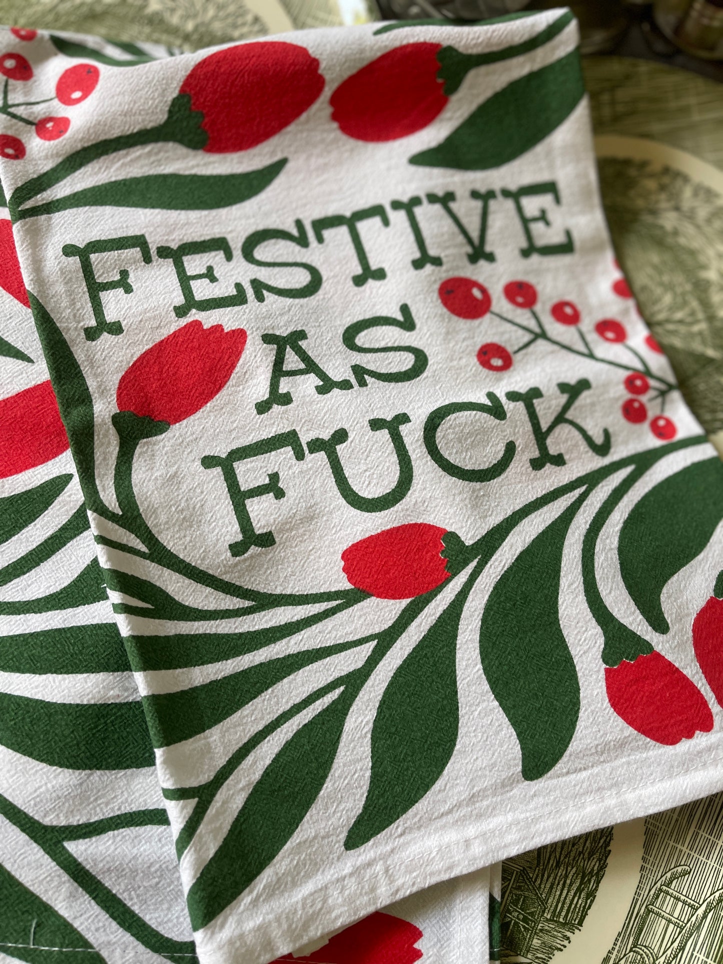 Festive As Fuck Tea Towel