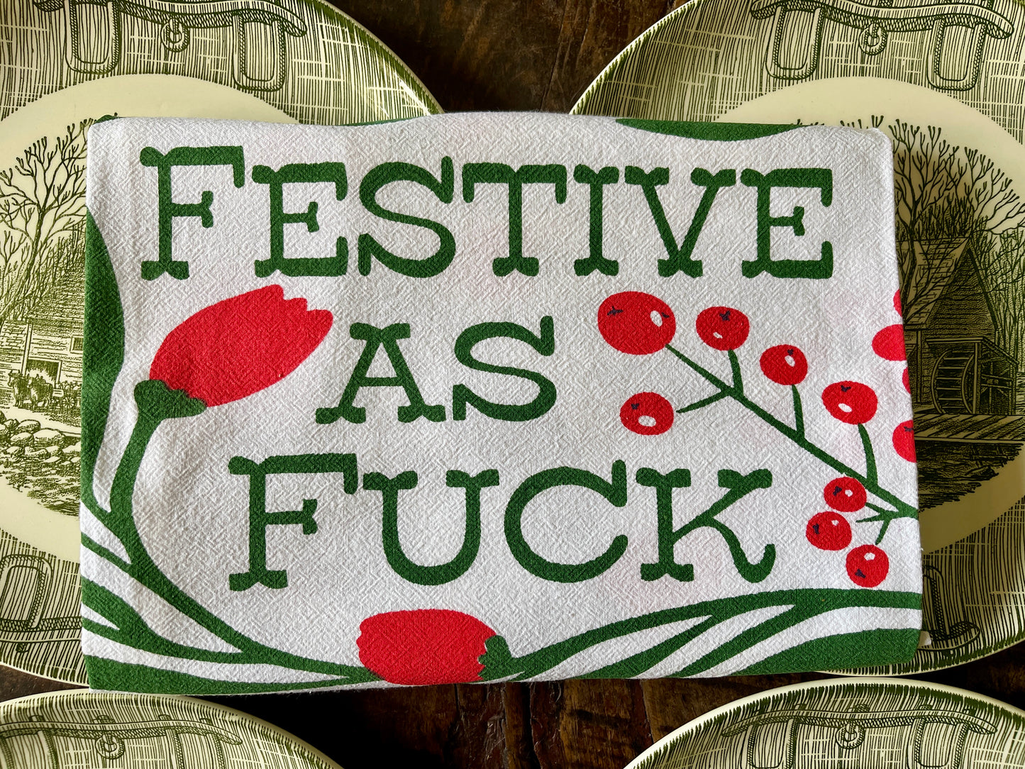 Festive As Fuck Tea Towel