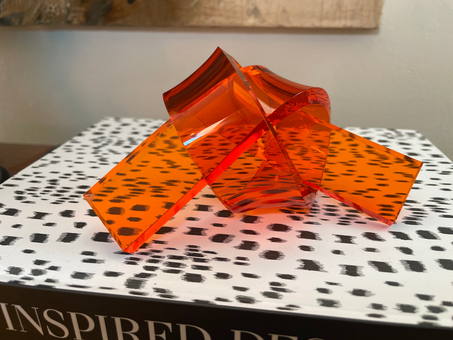 Acrylic Love Knot 7" Orange Transparent