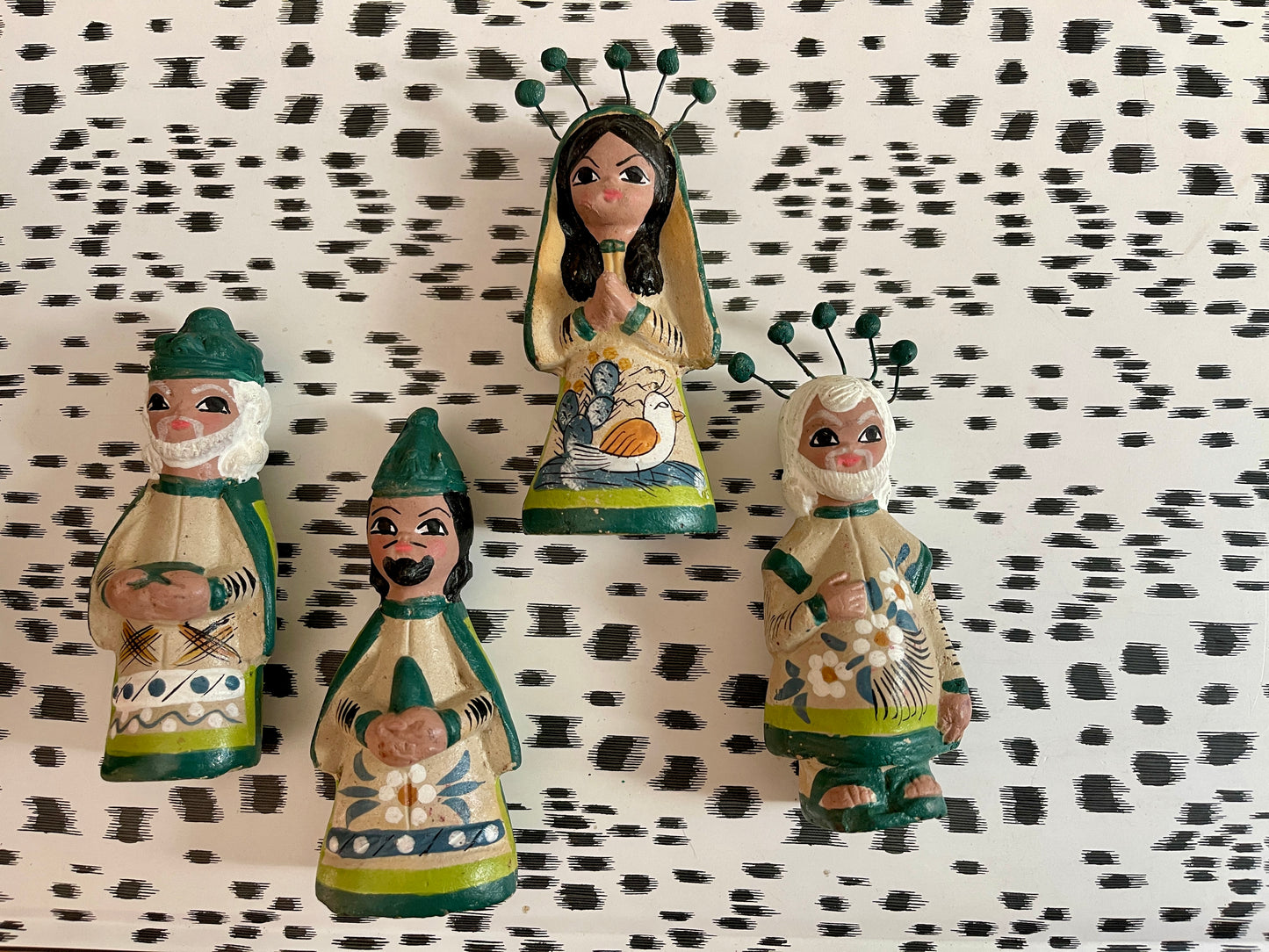 Vintage Tonala Mexican Terracotta Nativity Collection - 4 pieces