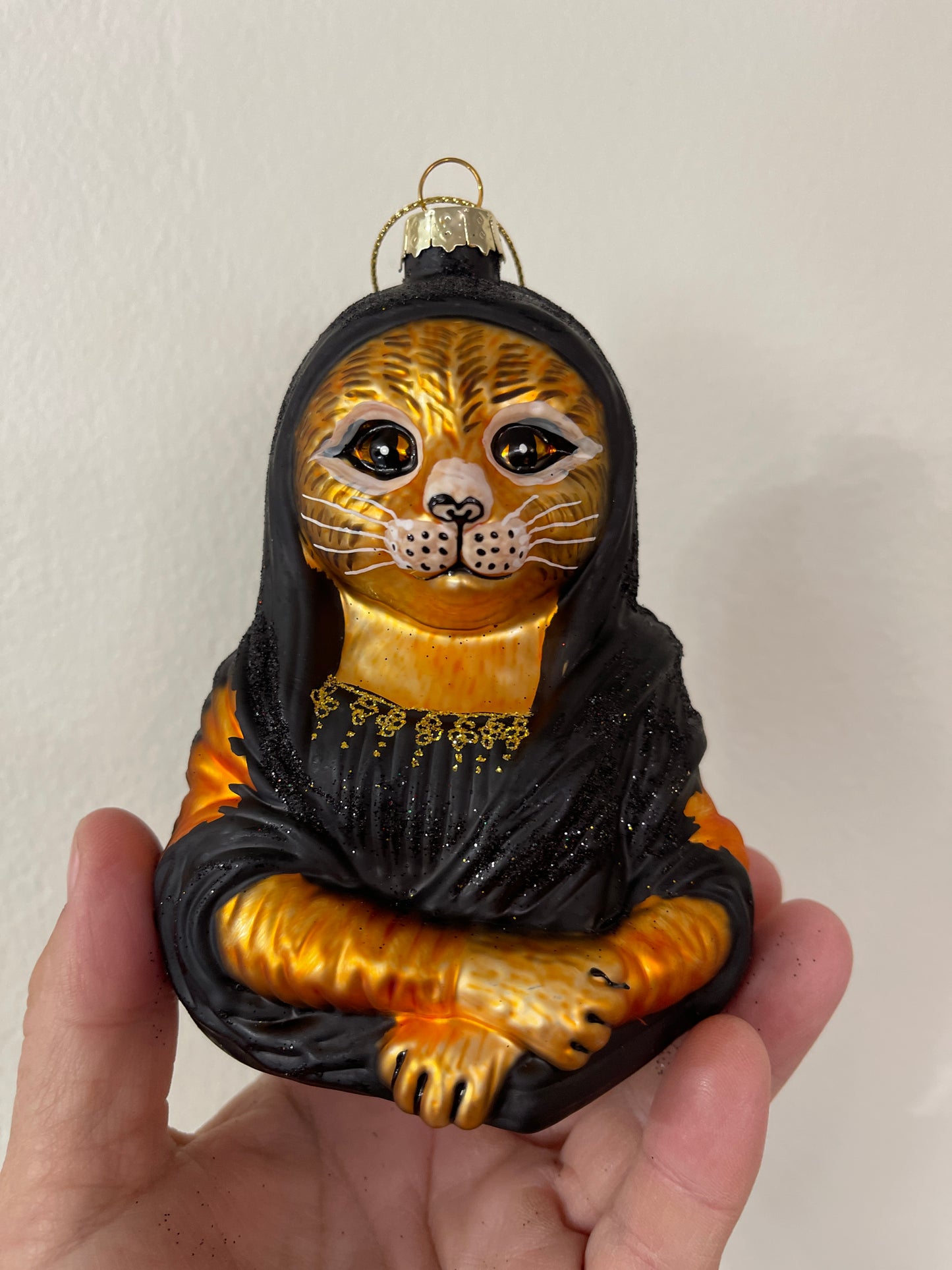 Mona Lisa Orange Tabby Cat Ornament Masterpiece Collection