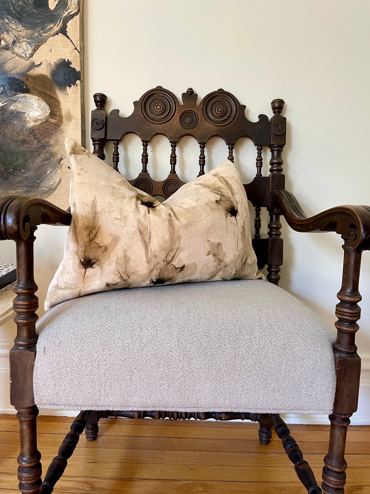 Sepia Toned Floral Velvet Pillow