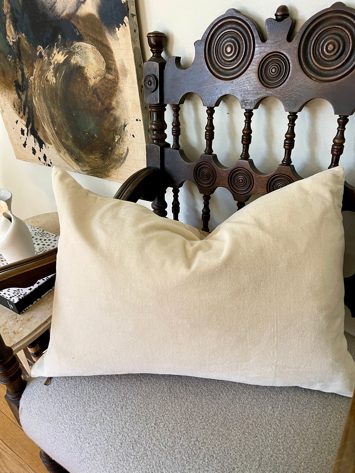 Sepia Toned Floral Velvet Pillow