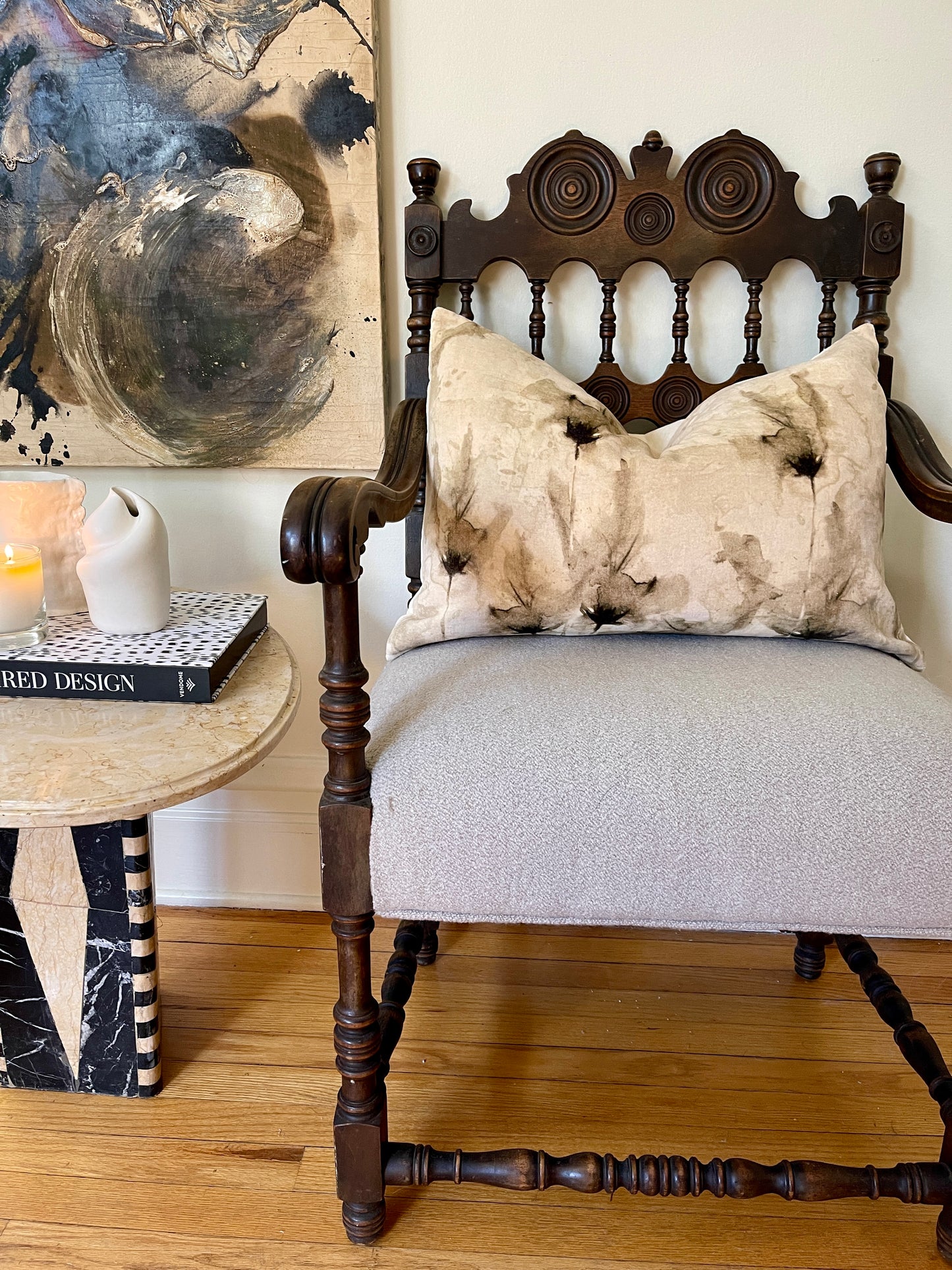 Sepia Toned Floral Velvet Pillow