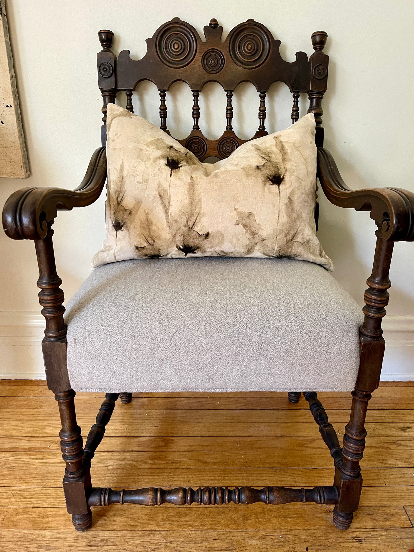 Sepia Toned Floral Velvet Pillow