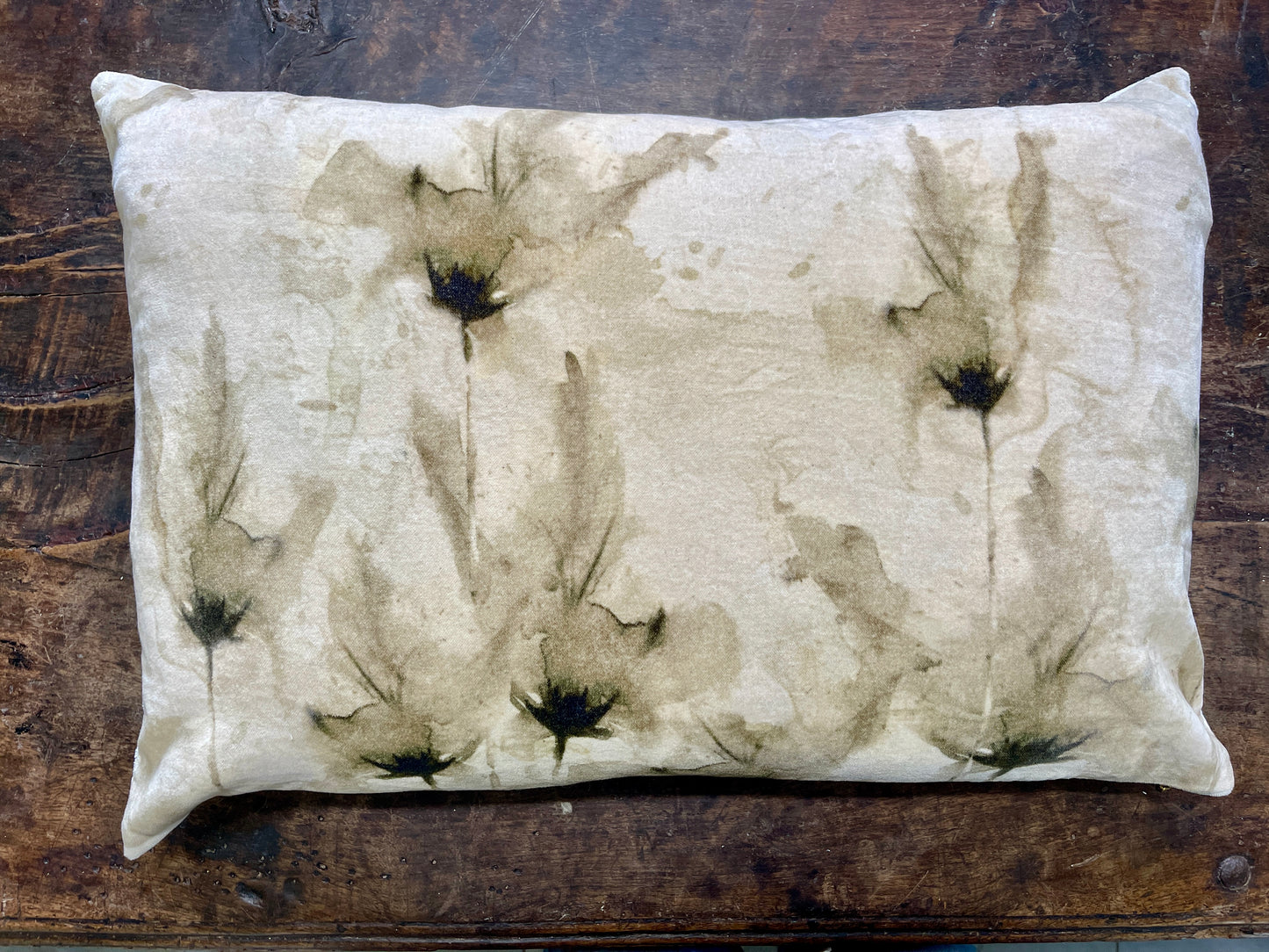 Sepia Toned Floral Velvet Pillow