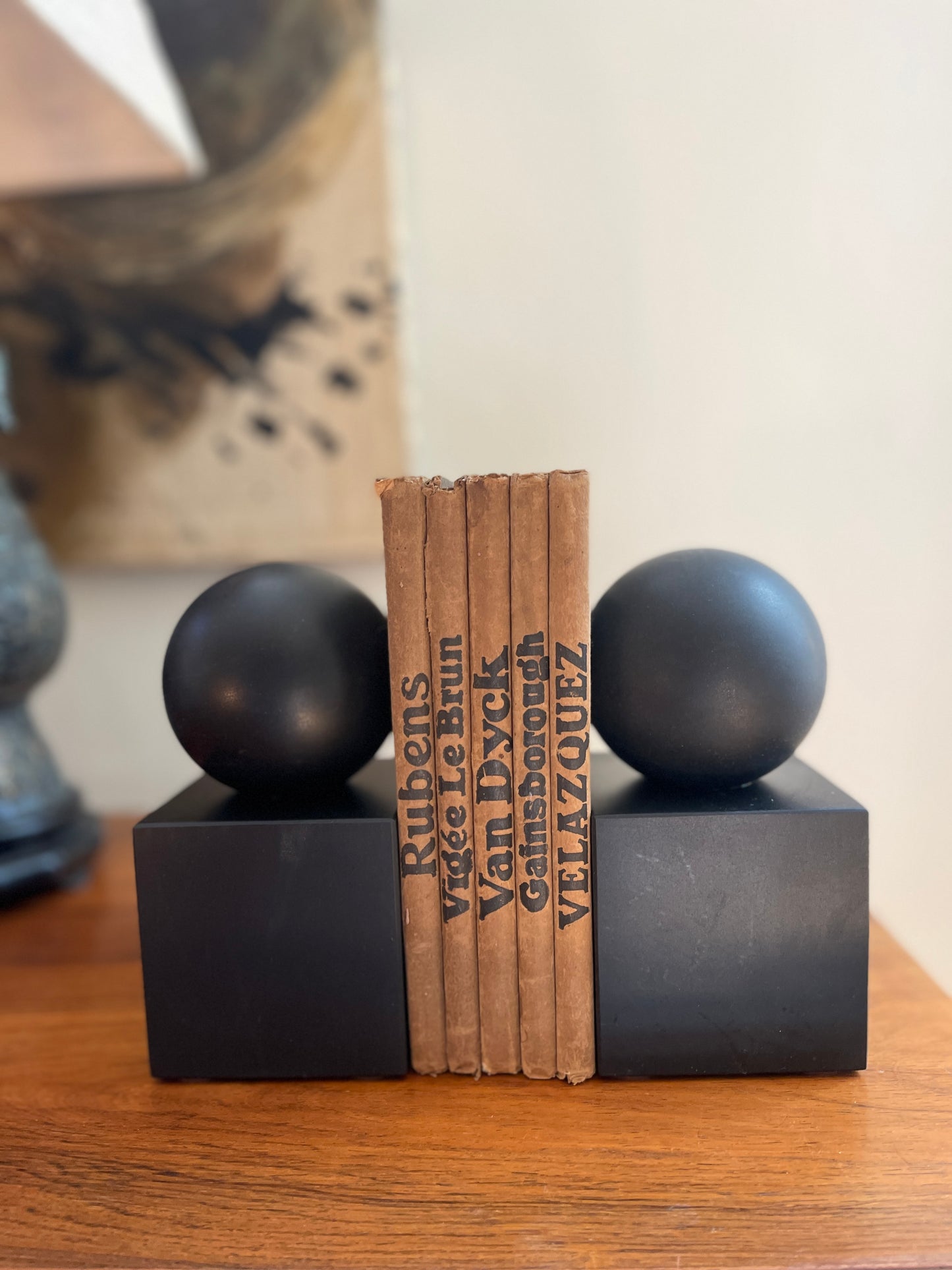 Jet Black Matte Finish Marble Bookends - a Pair