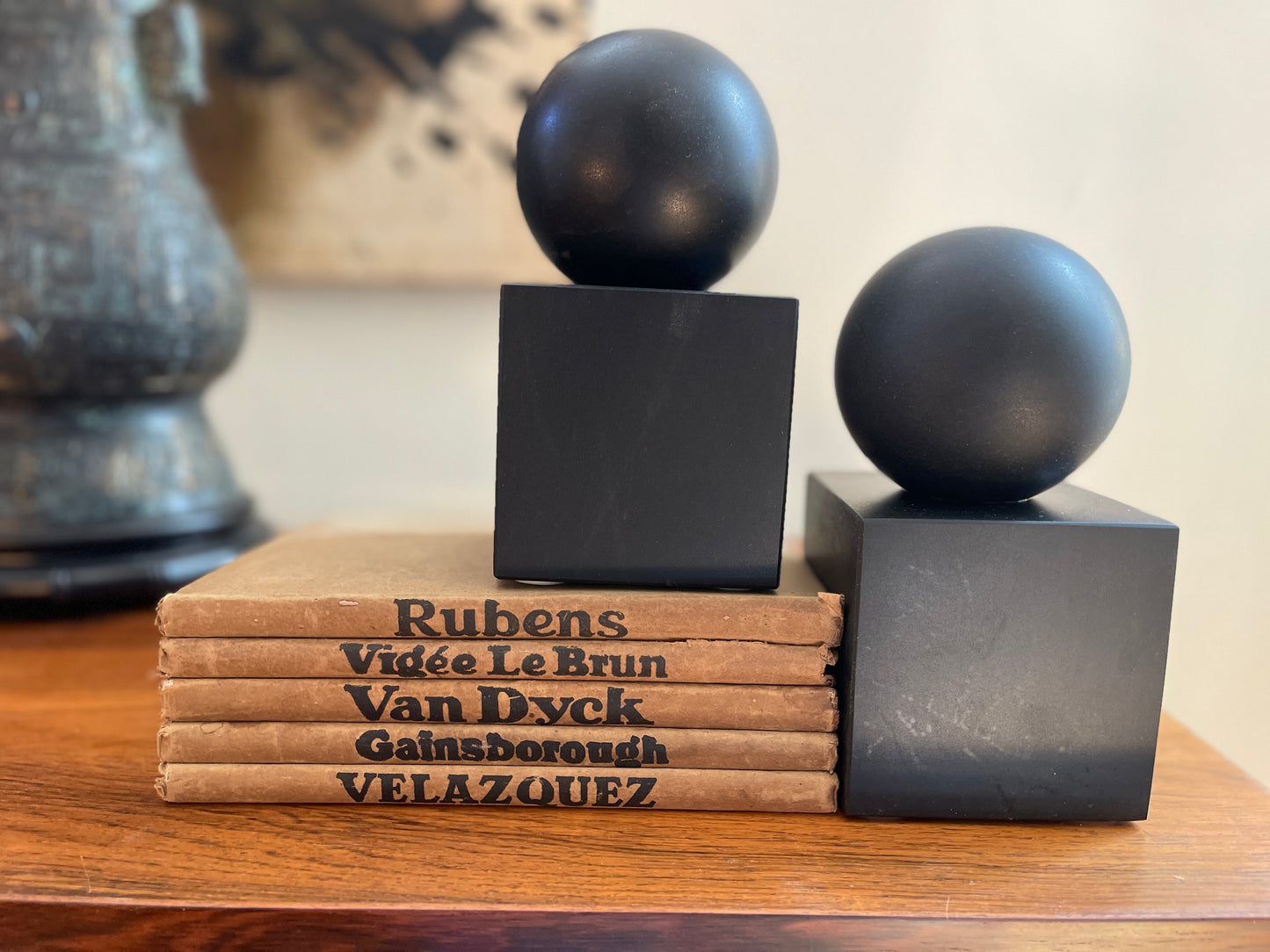 Jet Black Matte Finish Marble Bookends - a Pair