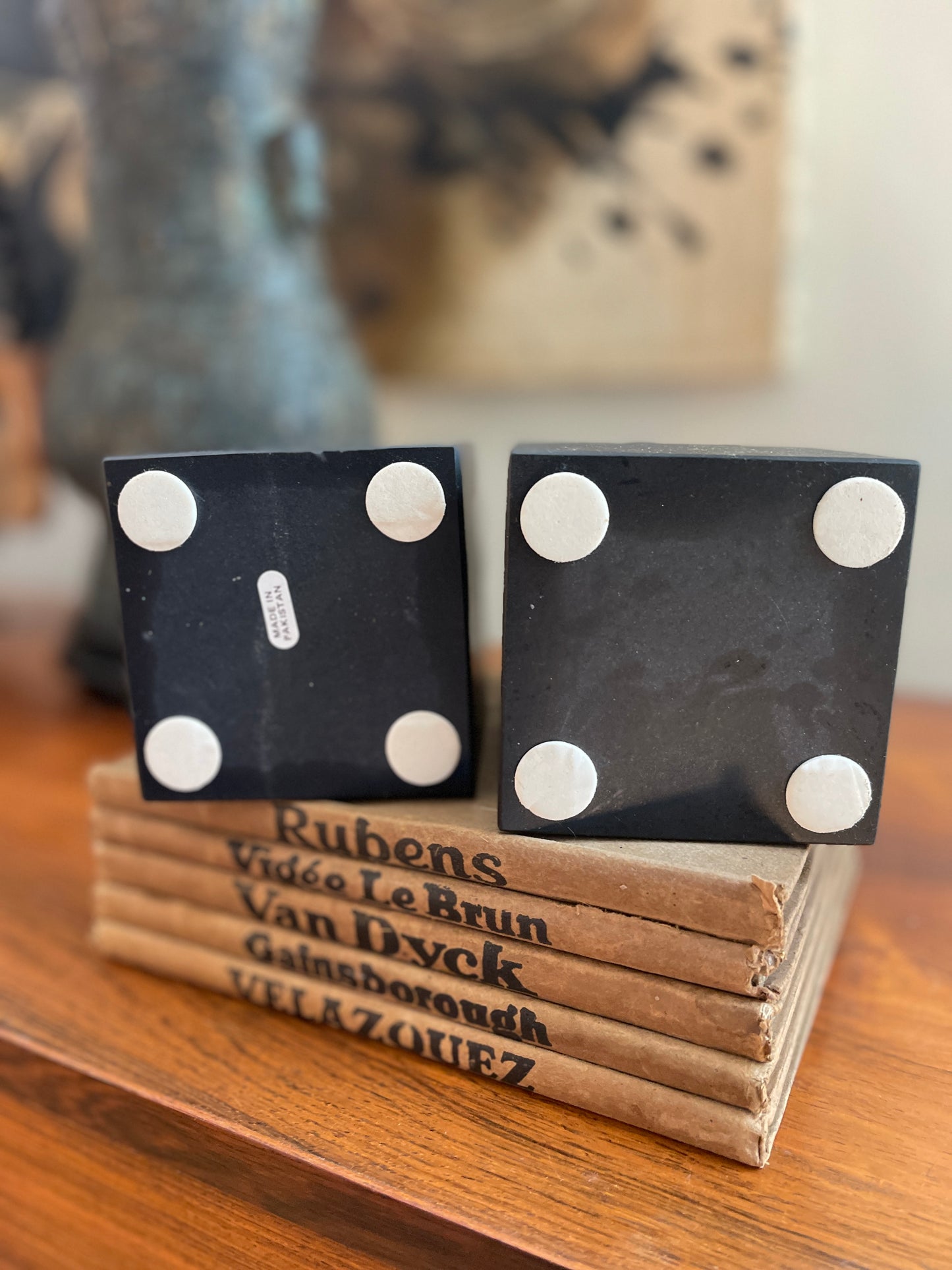 Jet Black Matte Finish Marble Bookends - a Pair