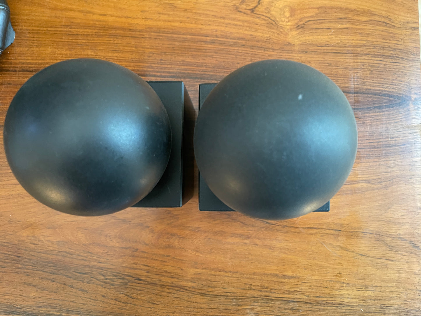 Jet Black Matte Finish Marble Bookends - a Pair