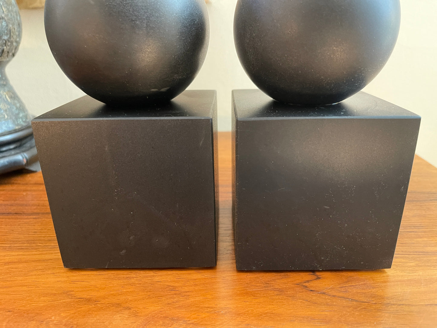 Jet Black Matte Finish Marble Bookends - a Pair