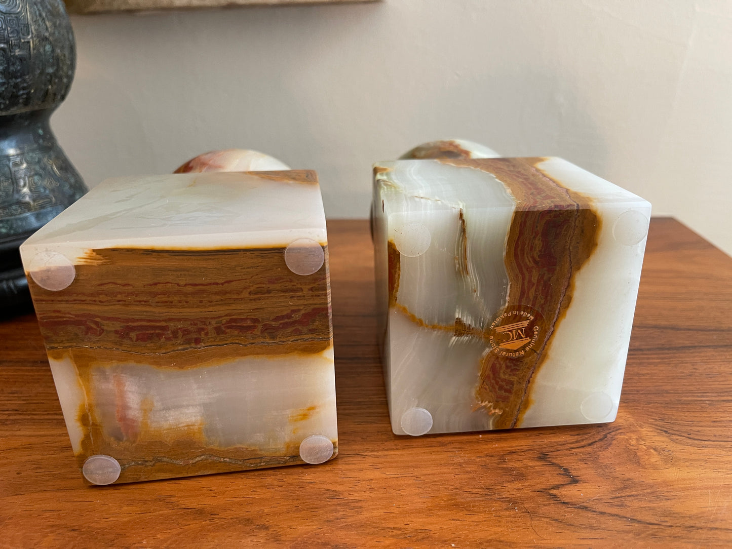 Light Green Onyx Stone Bookends - a Pair