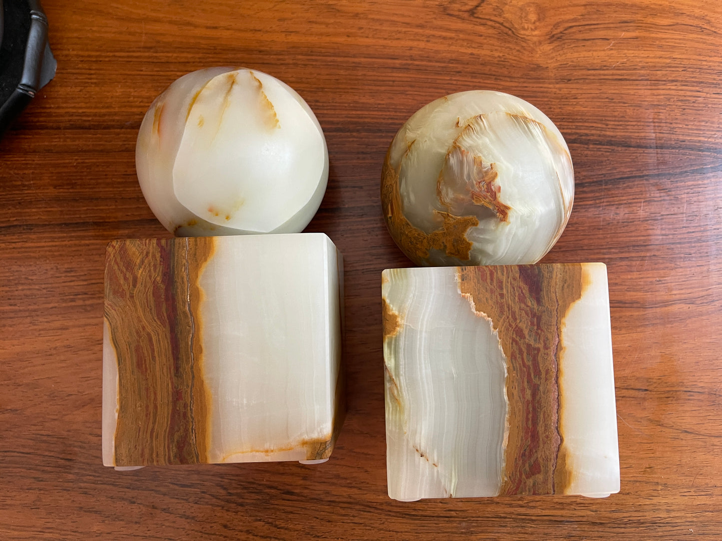 Light Green Onyx Stone Bookends - a Pair