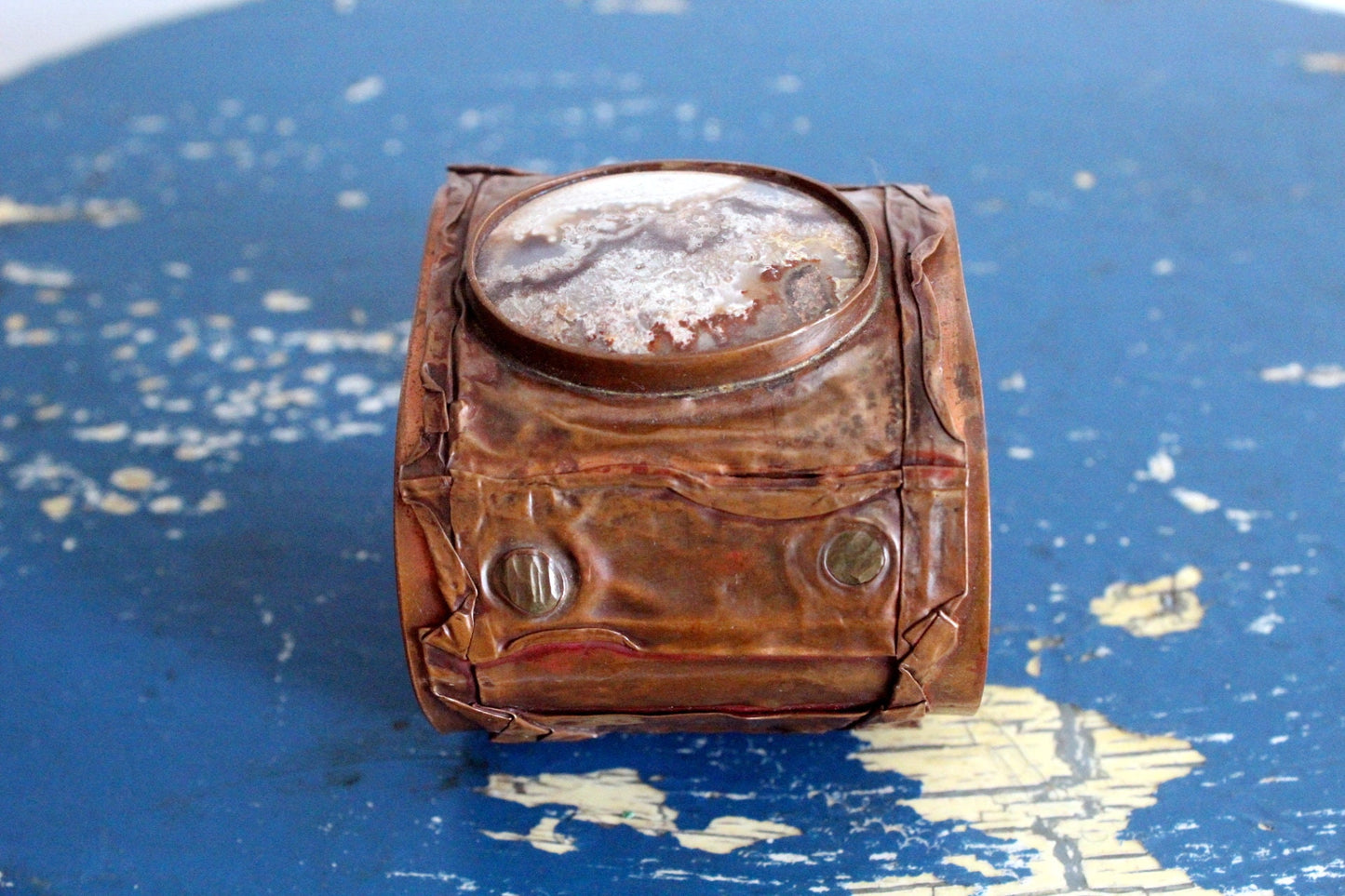 Vintage Copper Cuff Bracelet with Natural Stone Agate Jasper Hand Made Jewelry Boho Bohemian Steampunk Industrial Earthy Hippie