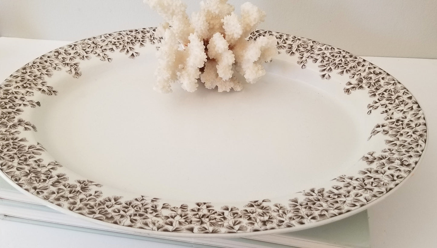 Large Brown and White Wedgwood Oval Platter Brown Transferware Serving Platter Entertaining Brunch Wedding Reception Shower