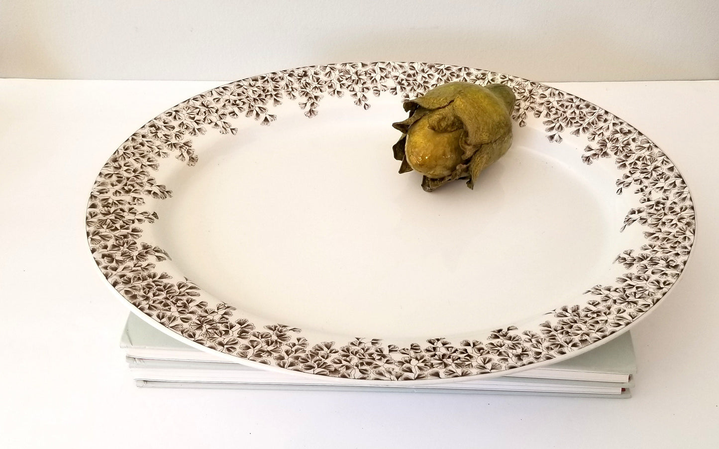 Large Brown and White Wedgwood Oval Platter Brown Transferware Serving Platter Entertaining Brunch Wedding Reception Shower