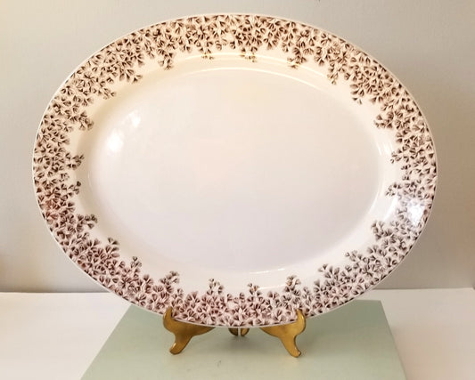 Large Brown and White Wedgwood Oval Platter Brown Transferware Serving Platter Entertaining Brunch Wedding Reception Shower