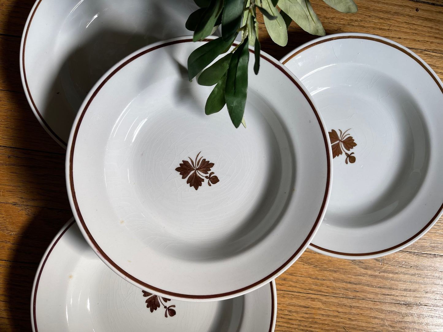 Set of Four (4) White English Ironstone 8” Shallow Soup Bowl by Alfred Meakin England Farmhouse Cottage