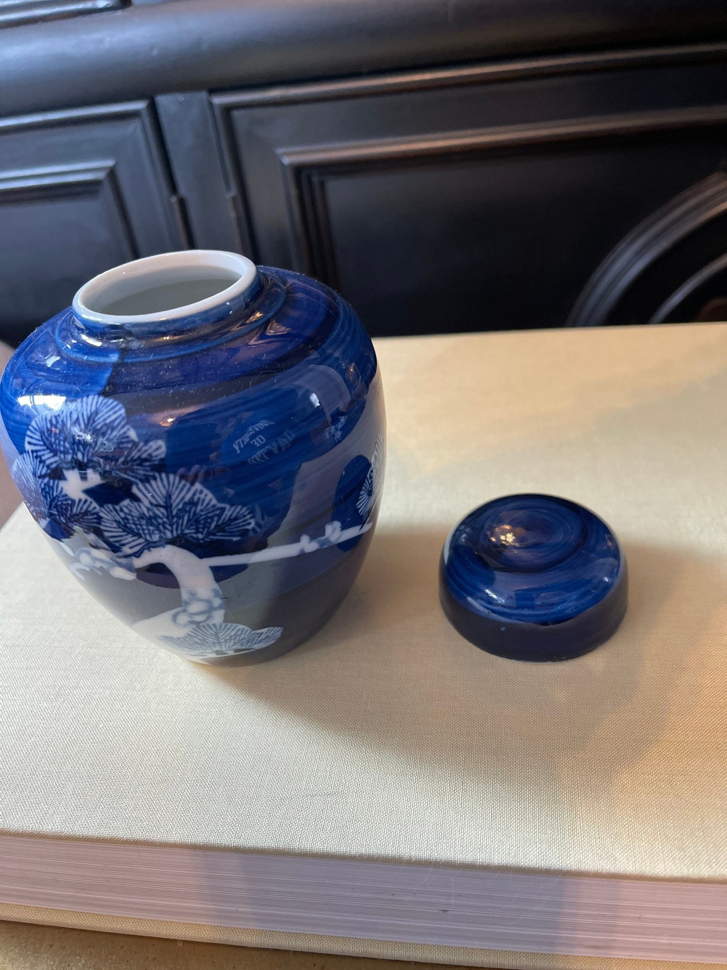 Blue and White Cherry Blossom 5in Ginger Jar Chinoiserie Chinese Ceramic Japanese Asian Decor Coastal