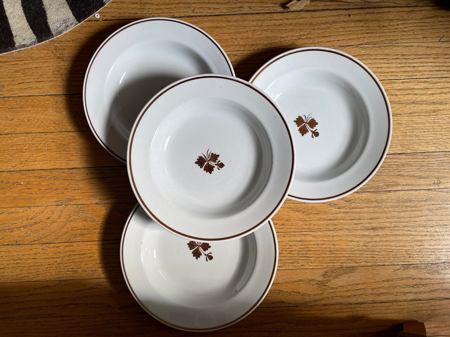 Set of Four (4) White English Ironstone 8” Shallow Soup Bowl by Alfred Meakin England Farmhouse Cottage