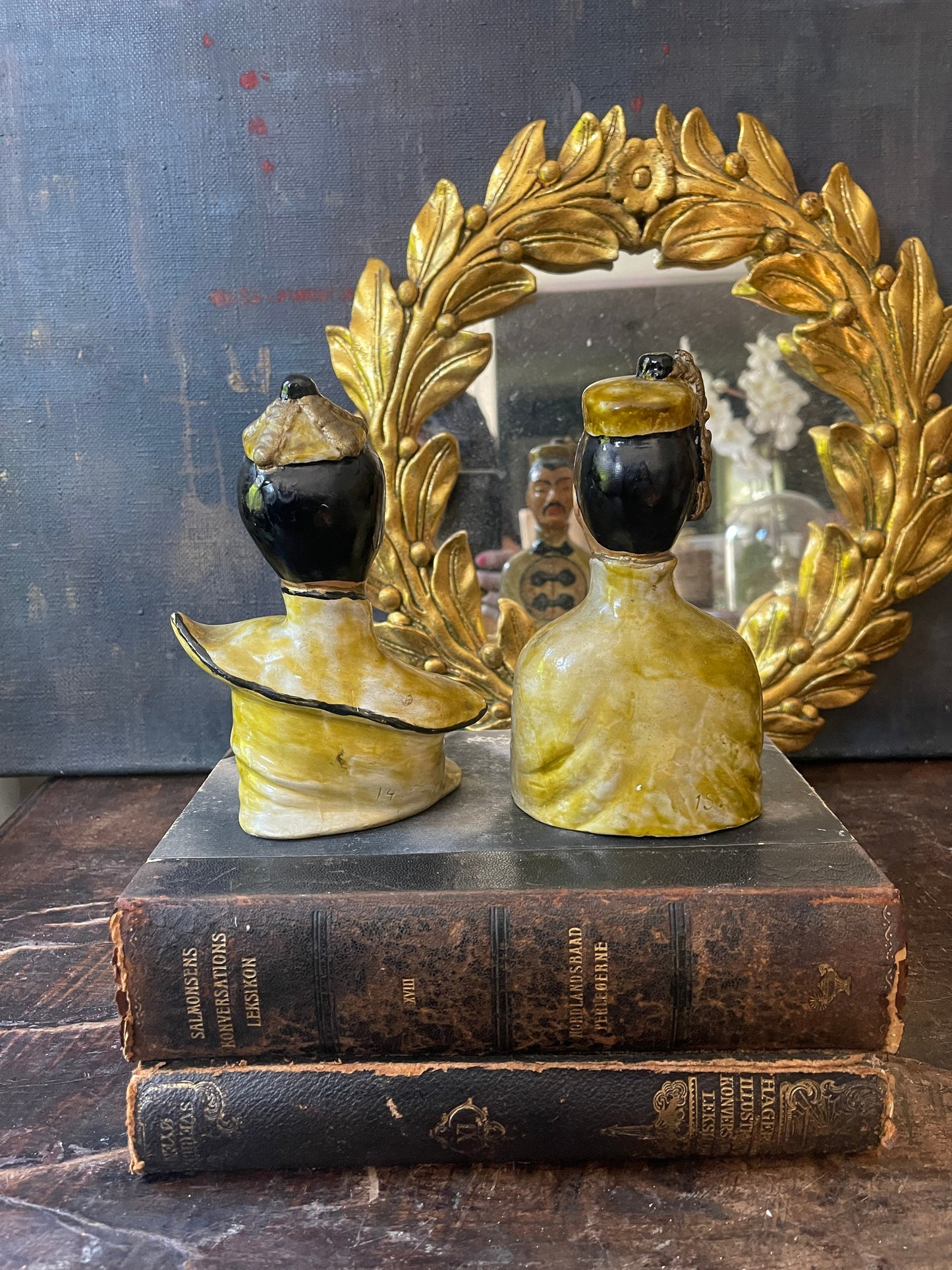 Pair of Asian 6” Chalkware Statue Busts