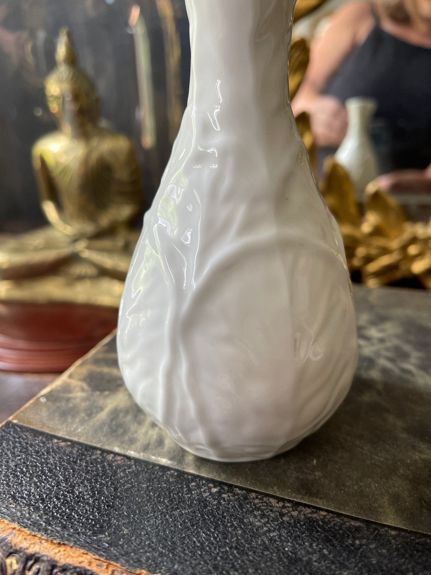 Cabbage Leaf Pattern Bone White China 5.5” Coalport Vase Single Stem Bud Vase