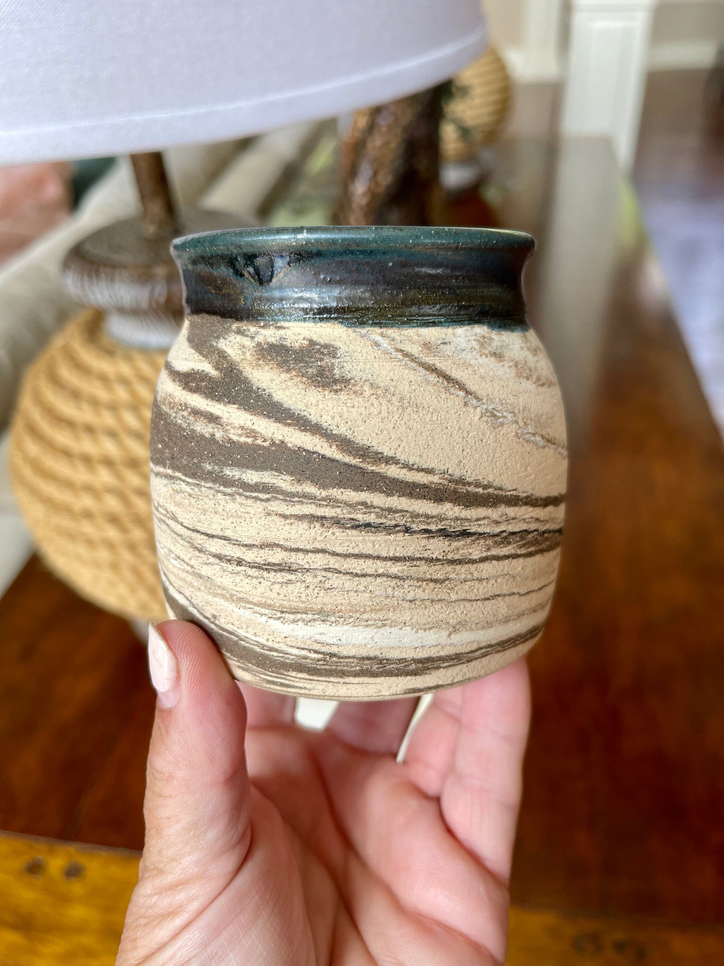 1990s Swirled Studio Pottery Planter