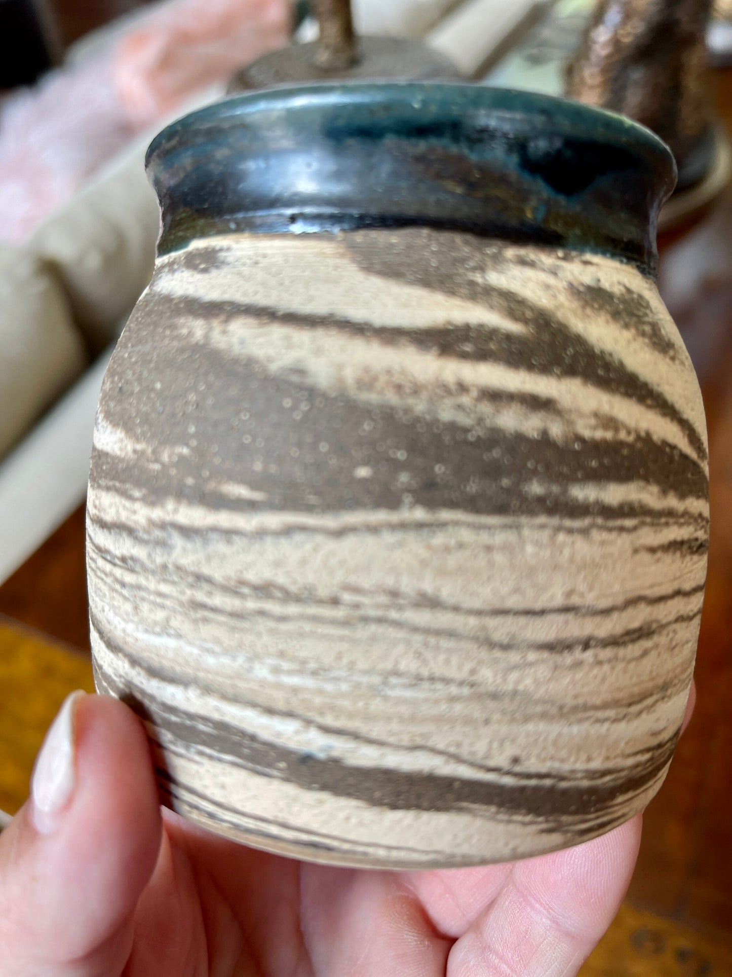 1990s Swirled Studio Pottery Planter