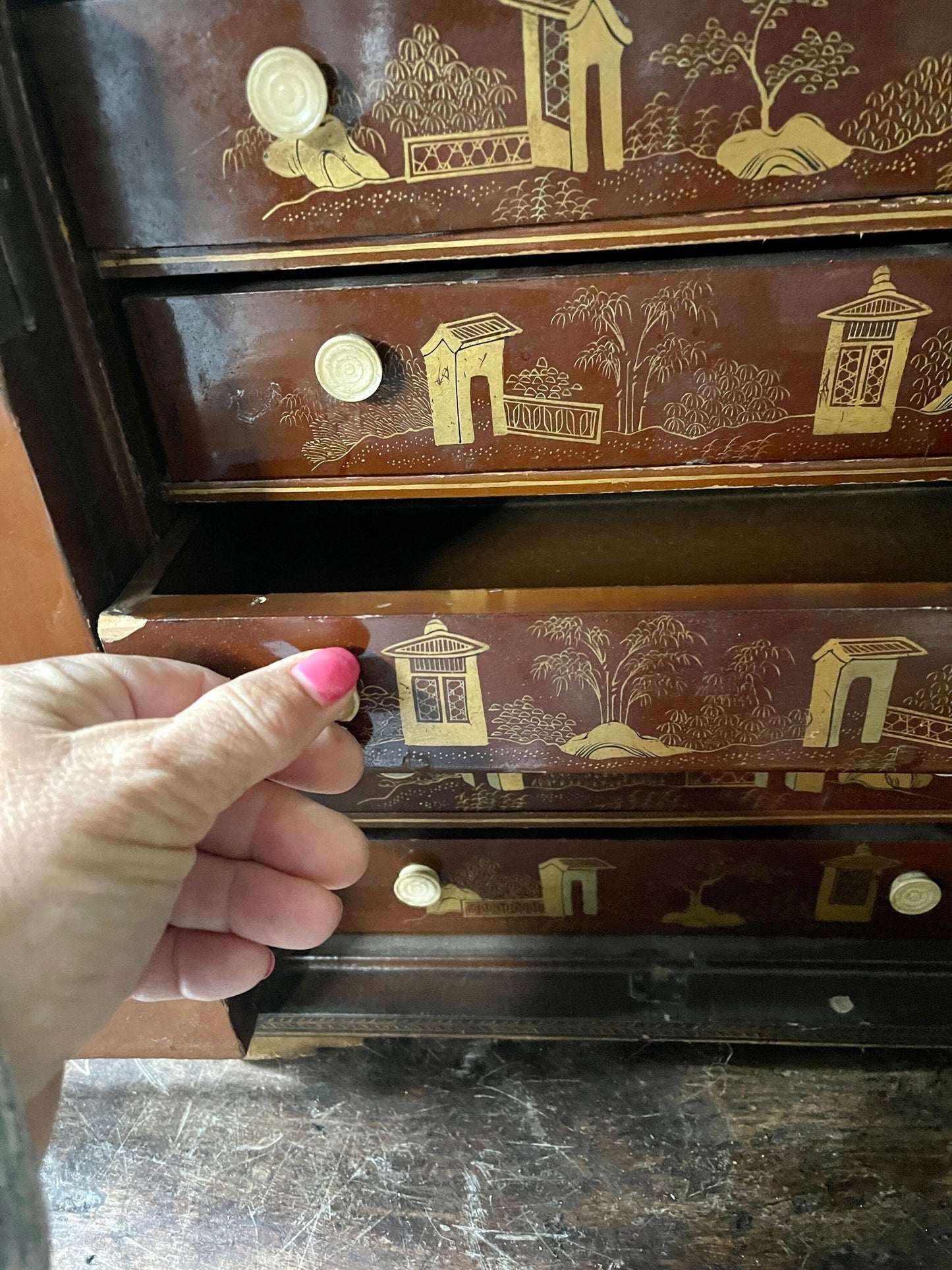 19th Century Chinese Export Lacquer Table Cabinet Qing Period