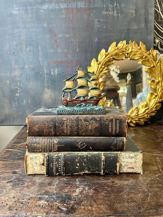 Vintage Cast Iron Sailboat Bookend