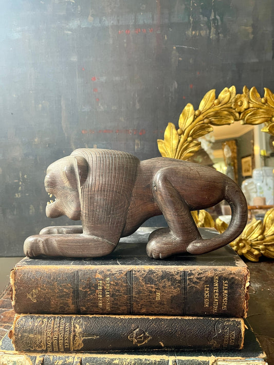 Vintage African Wood Carved Lion