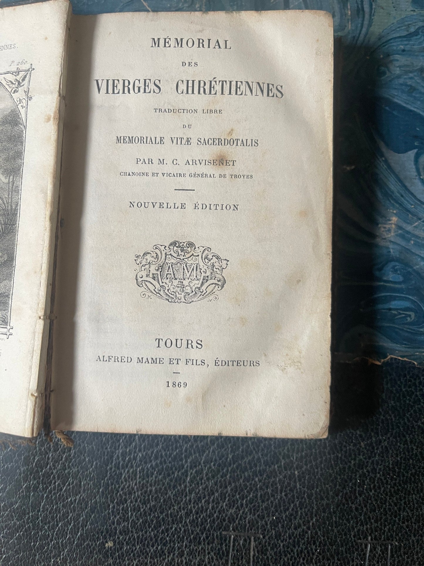 Antique Religious French 1869 Book Memorial Des Vierges Chretiennes