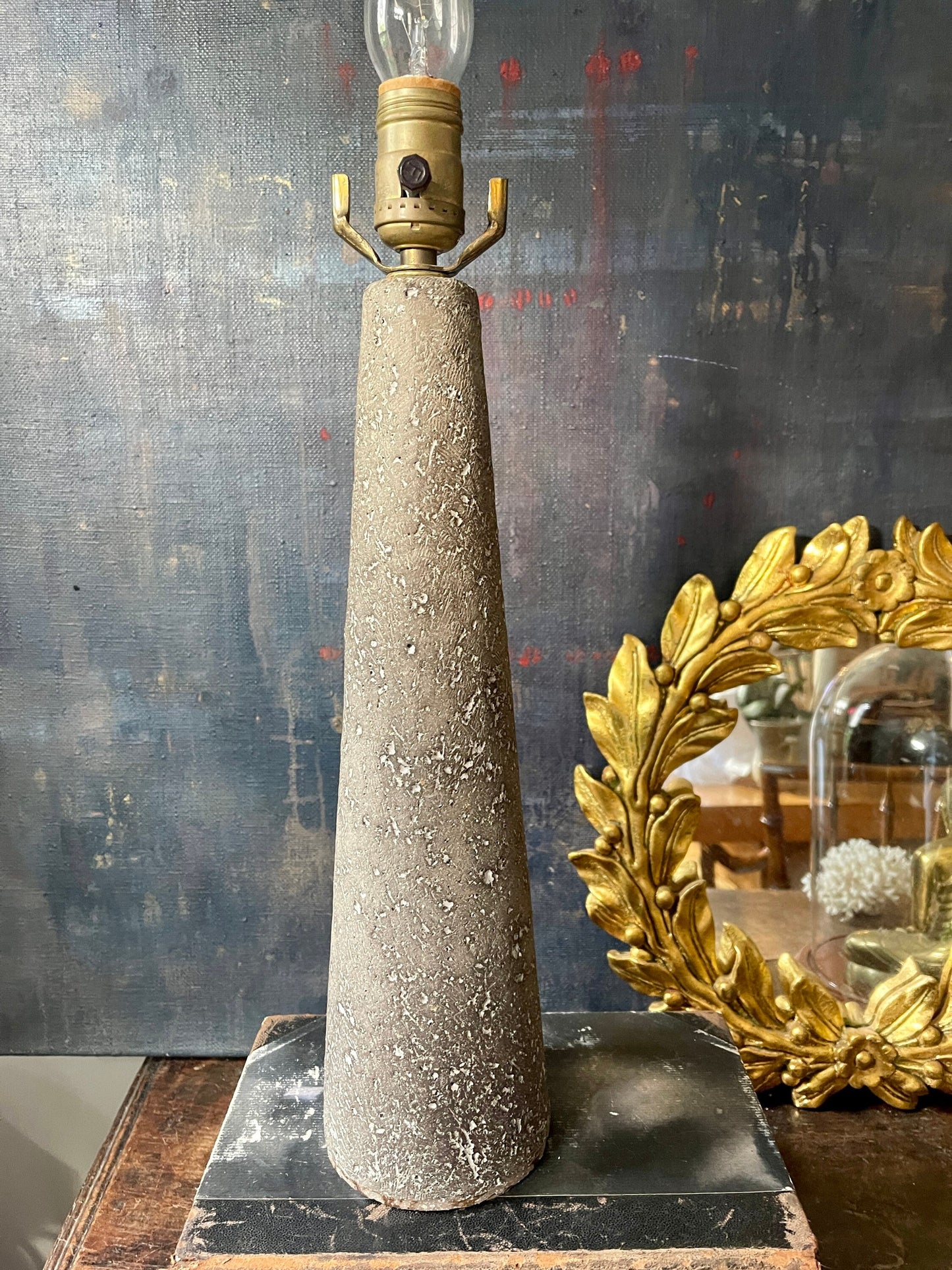 Vintage Cement Textured Cylindrical Lamp Postmodernism