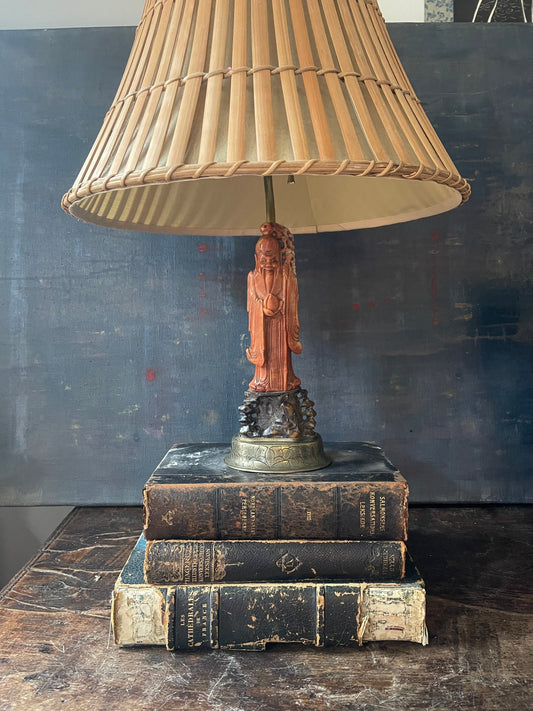 Late 19th Century Red Soapstone Deity Lamp