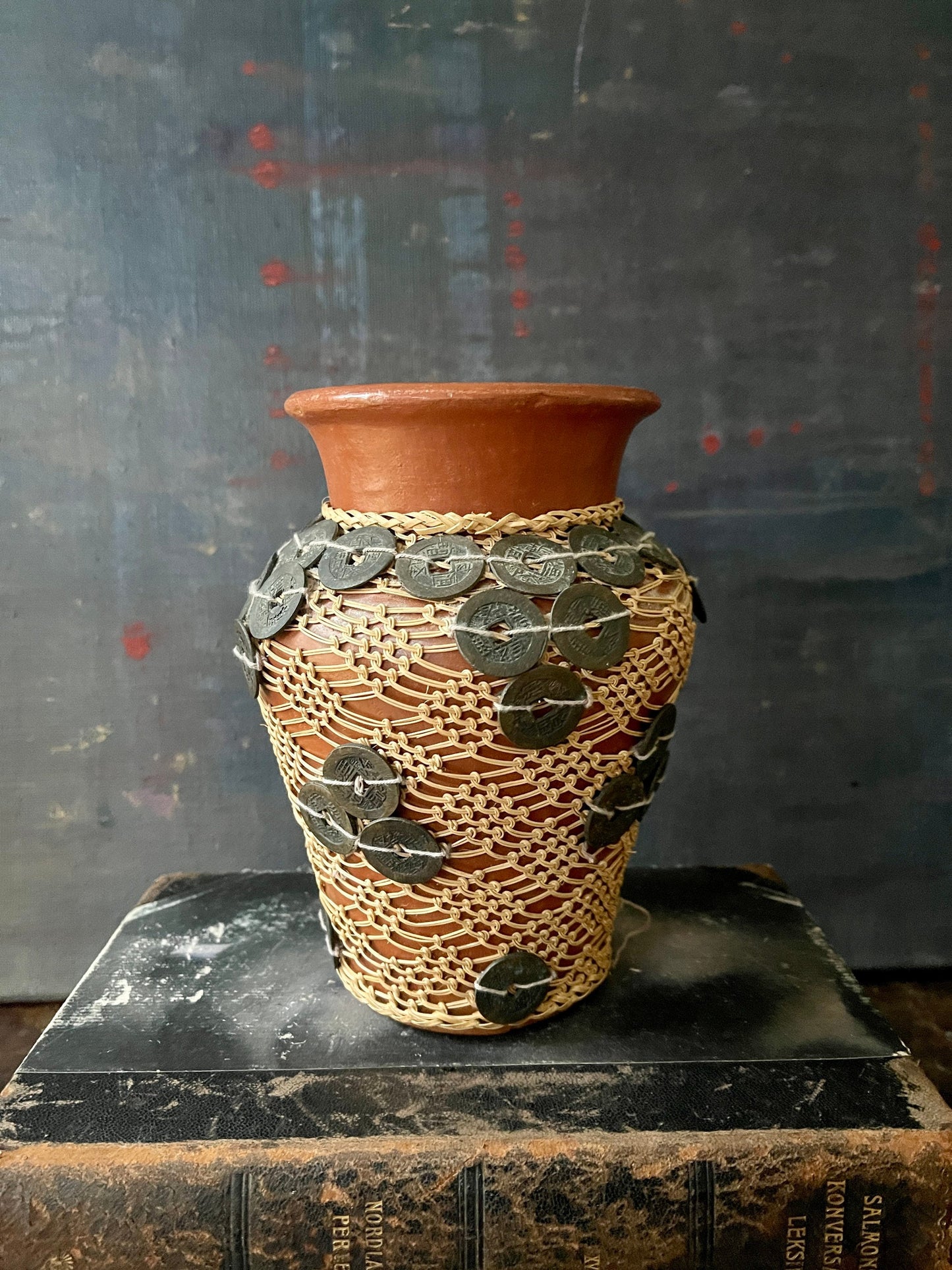 Asian Goodluck Coin Terracotta Vase Feng Shui