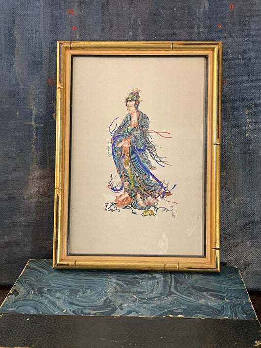 Chinese Deity Lung Niu (Mother of Dragon) Antique Painting