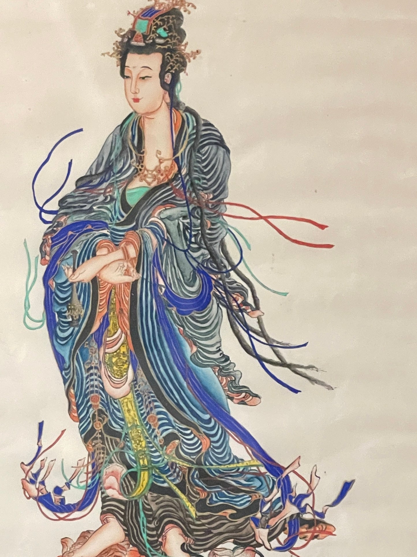 Chinese Deity Lung Niu (Mother of Dragon) Antique Painting