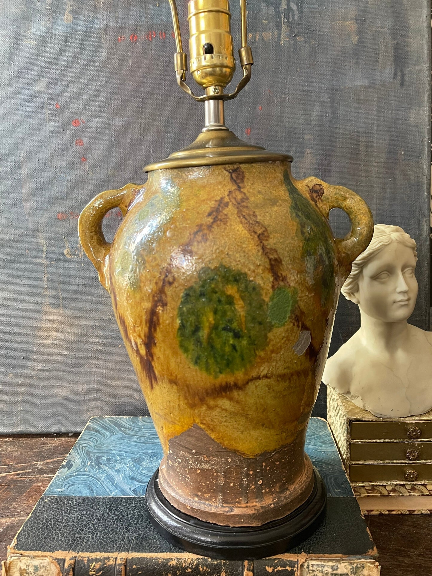 Vintage French Glazed Confit Terracotta Jar